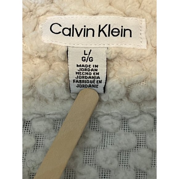 Calvin Klein Women’s Off-White Textured Fleece Zip Jacket Size Large EUC - Picture 6 of 10